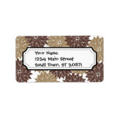 Bruin en Tan Bloemen Bloemen Bloemen Bloemen Bloem Etiket (Voorkant)