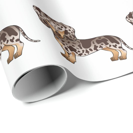 Bruin en Tan Dapple Short Hair Dachshund Pattern Cadeaupapier (Rol Hoek)