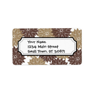 Bruin en Tan Flower Blosbezems Floral Print Etiket