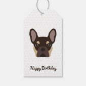 Bruin en Tan French Bulldog Birthday Cadeaulabel (Voorkant)