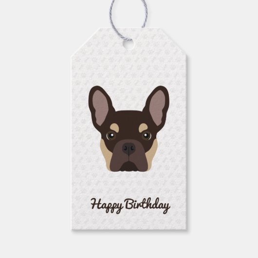 Bruin en Tan French Bulldog Birthday Cadeaulabel (Voorkant)