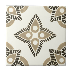 bruin en tan geometrische Keramische tegel Tegeltje