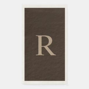 Bruin en Tan Monogrammed Paper Guest Towel Servet