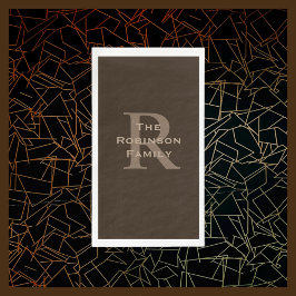 Bruin en Tan Naam Monogrammed Papier Gastendoek Servet