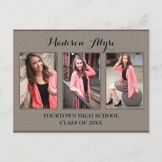 Bruin en Tan Three Photo Afstuderen Briefkaart