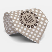 Bruin en Taupe Polka Dot met Monogram Stropdas (Opgerold)