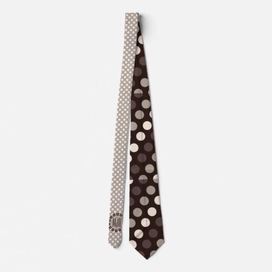 Bruin en Taupe Polka Dot met Monogram Stropdas (Achterkant)