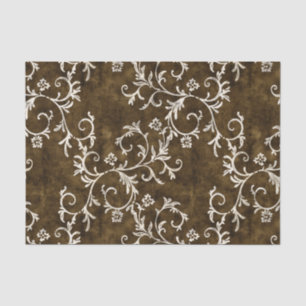 Bruin en White Damask Tissuepapier