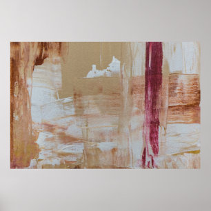 Bruin en wit abstract schilderij poster