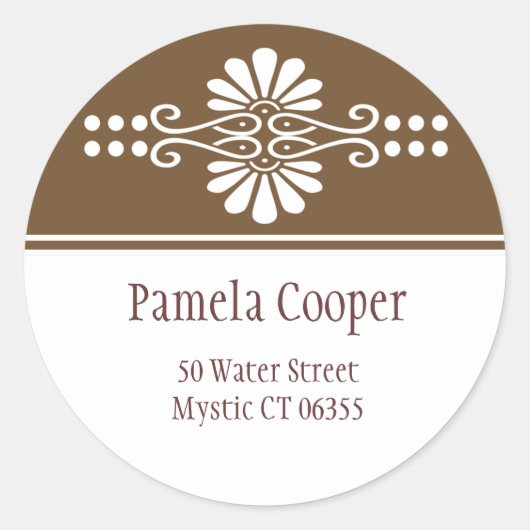 Bruin en wit adreslabel Stickers (Voorkant)