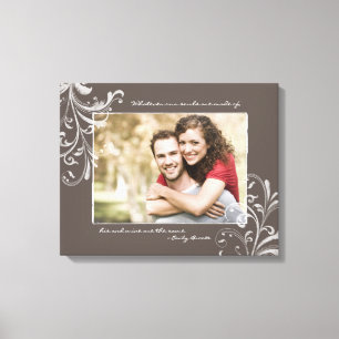 Bruin en Wit Bloemen Fotosjabloon Afbeelding Canvas Afdruk