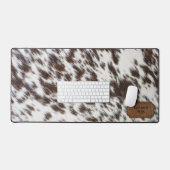 Bruin en wit Faux Koe bont en leer Bureaumat (Keyboard & Muis)