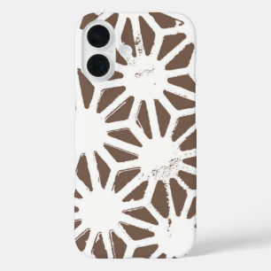 Bruin en wit geometrisch patroon iPhone 16 hoesje