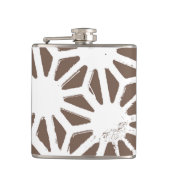 Bruin en wit geometrisch patroon heupfles (Voorkant)