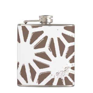 Bruin en wit geometrisch patroon heupfles