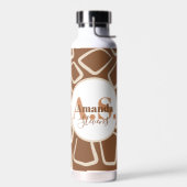 Bruin en Wit Geometrisch Patroon Modern Monogram Waterfles (Links)
