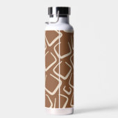 Bruin en Wit Geometrisch Patroon Modern Monogram Waterfles (Rechts)