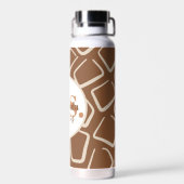 Bruin en Wit Geometrisch Patroon Modern Monogram Waterfles (Achterkant)