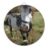 Bruin en wit, geverfd paard, koninginnenpalm dartbord (Voorkant)
