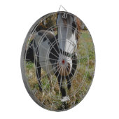 Bruin en wit, geverfd paard, koninginnenpalm dartbord (Voorkant Links)