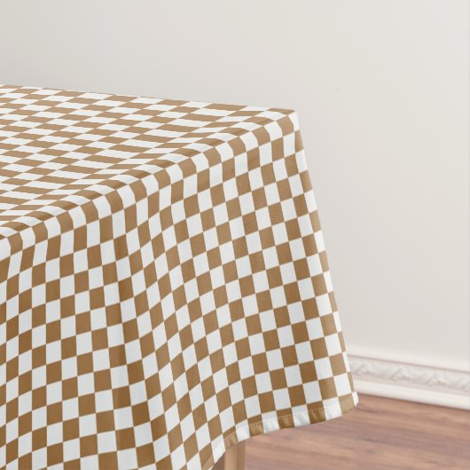 Bruin en wit gingham gecheckt tafelkleed (Voorbeeld)