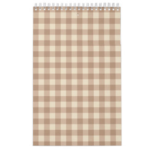 Bruin en wit Gingham Pset Pattern Kalender
