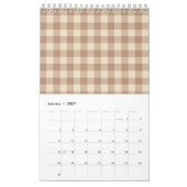 Bruin en wit Gingham Pset Pattern Kalender (Jan 2027)