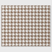 Bruin en Wit Houndstooth Patroon Wrapping Papier (Vlak)