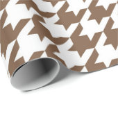 Bruin en Wit Houndstooth Patroon Wrapping Papier (Rol Hoek)