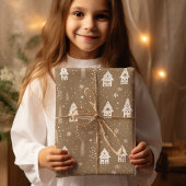 Bruin en wit Kerstmis Cadeaupapier
