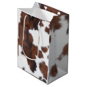 Bruin en Wit Koe Print Medium Cadeauzakje (Voorkant Gekanteld)