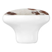 Bruin en wit koeienhuid realistische textuur keramische knop (Zijkant)
