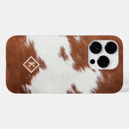 Bruin en wit koeienhuid textuur Monogram Case-Mate iPhone Case (Achterkant (horizontaal))
