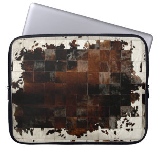 Bruin en wit Koeienhuid Western land Laptop Sleeve
