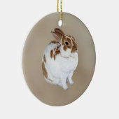 Bruin en wit konijn keramisch ornament (Rechts)