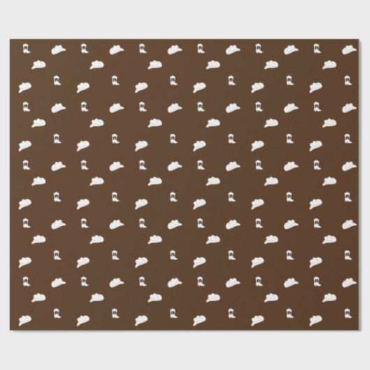 Bruin en Wit Minimalistische Cowboy Rodeo Patroon Cadeaupapier (Vlak)