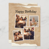Bruin en Wit Minimalistische Verjaardag Fotocollag Kaart (Voorkant / Achterkant)