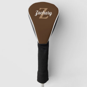 Bruin en wit monogram op maat golfheadcover