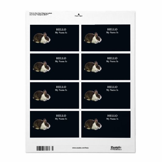 Bruin en wit Nederlands konijn Etiket (Full Sheet)