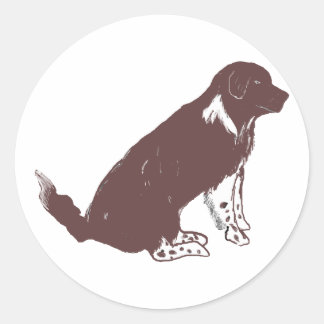 Bruin en wit newfie ronde sticker