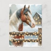 Bruin en Wit Paard Country Kerstmis Briefkaart (Voorkant)