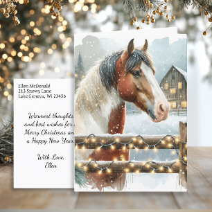 Bruin en Wit Paard Country Kerstmis Briefkaart