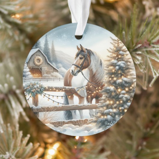 Bruin en wit paard gepersonaliseerde kerst ornament (Boom)