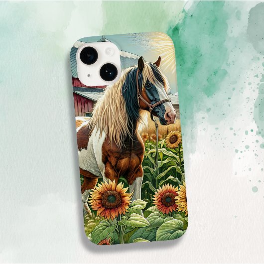  bruin en wit paard op rustiek Boerderij Case-Mate iPhone Case