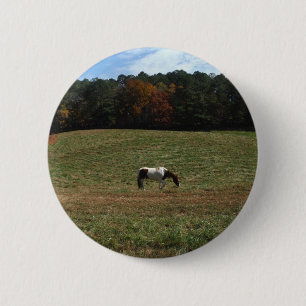 Bruin en wit paard ronde button 5,7 cm