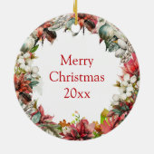 Bruin en Wit Paard Rustiek Boerderij Kerst Keramisch Ornament (Achterkant)