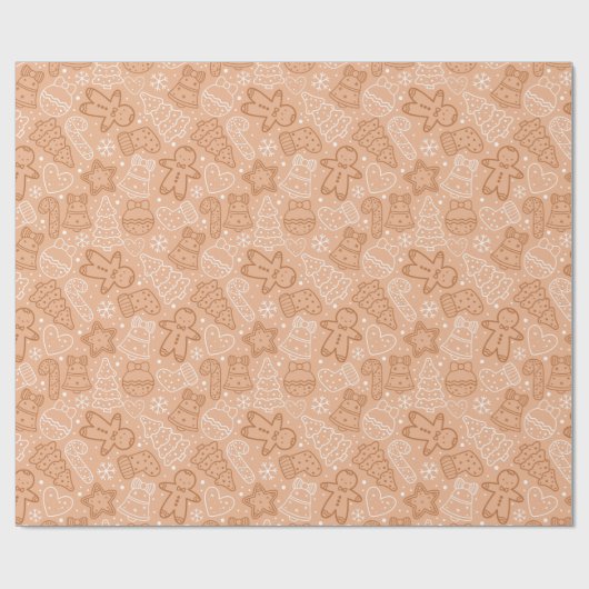 Bruin en Wit Schattige Modern Kerstmis Cadeaupapier (Vlak)