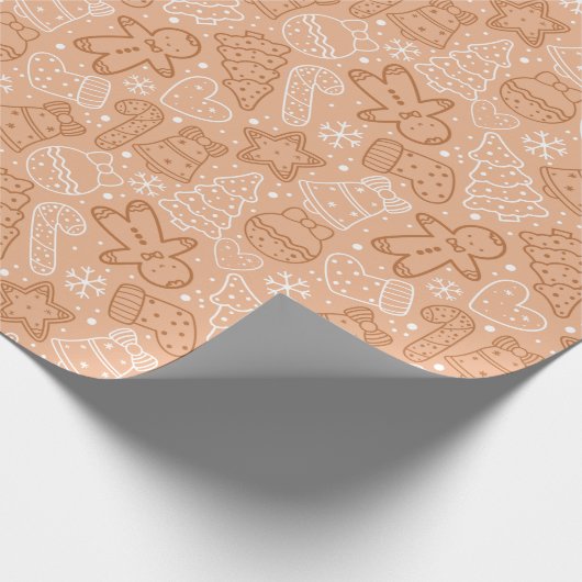 Bruin en Wit Schattige Modern Kerstmis Cadeaupapier (Hoek)