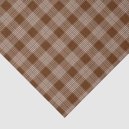 Bruin en wit Tartanpatroon Tissuepapier (Detail)