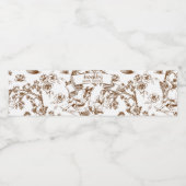 Bruin en wit Toile de Jouy Vrijgezellenfeest Waterfles Etiket (Enkel label)